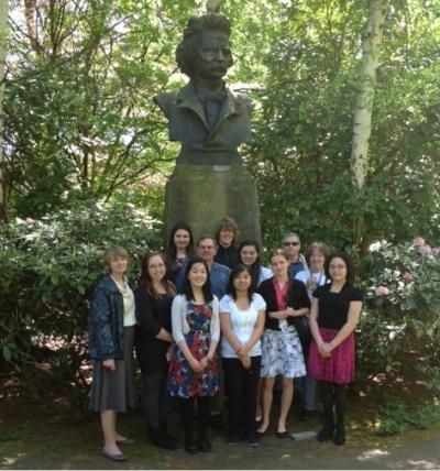 Foss High School ACTR Olympiada participants in the Grieg Garden.