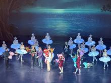 Ballet dancers at the end of Swan Lake ballet in Tashkent, Uzbekistan