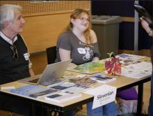 Prof. M. Biggins and Ilona Skarzynski at SlovenianPolish table 