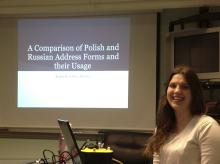 Anna Moroz presenting her honors thesis