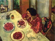 Strawberries, Bella, and Ida at the Table, 1916, oil on canvas