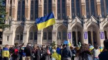 Rally in Front of Suzzallo in support of Ukraine