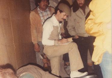 Image depicts a book reading and signing by Chicano poet Alurista.