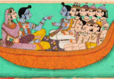 image of people on a boat from the Ramayana