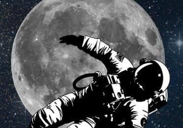 Astronaut in front of the moon