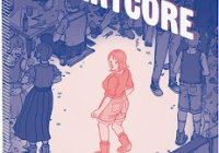 Cover of Štěpánka Jislová's "Heartcore," depicting a girl drawn in pink surrounded by a crowd of people drawn in blue.